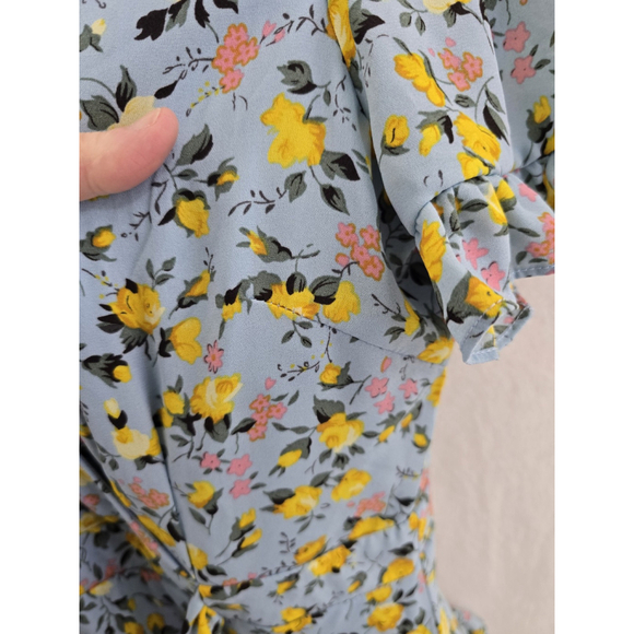 Lulus Shirt Tiered Ruffled Blue/yellow Floral Dress. NWOTLadies Size Small - Picture 3 of 15